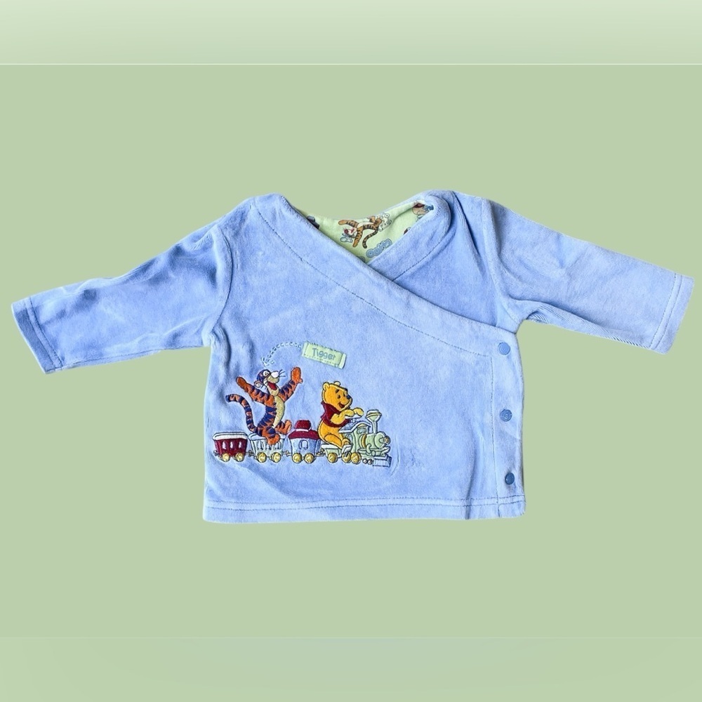 Tigger Train Vtg Y2K Wrap Velour L/S Top Wonderful World of Disney Youth (12M)